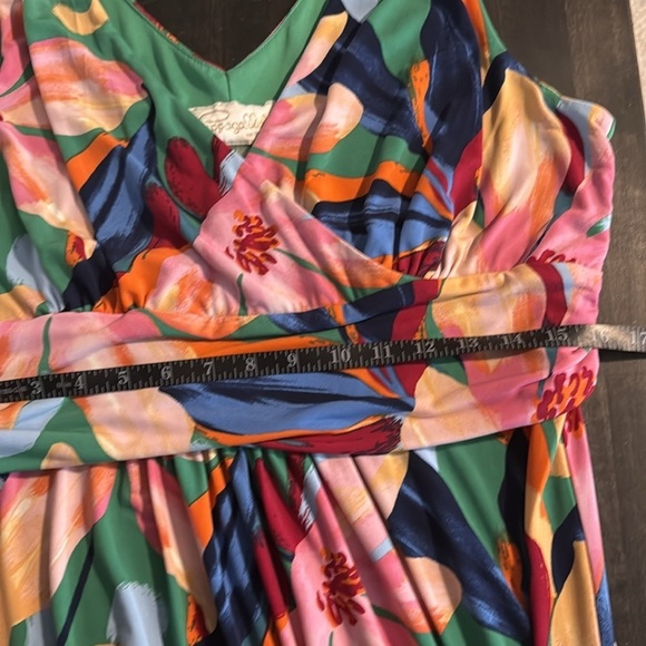 Pappagallo Tropical Floral Stretch Jersey Maxi Dress Size Large - Picture 7 of 8